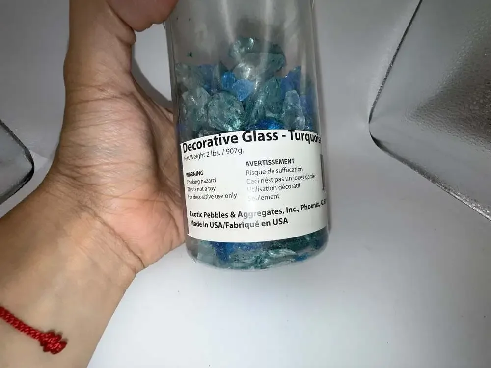 Exotic Pebbles & Aggregates Decorative Glass Turquoise 2 lb Jar